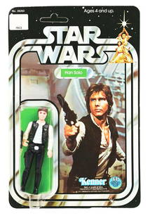 STAR WARS 20A BACK HAN SOLO.: Star Wars 20A back Han Solo small head in beautiful condition. It is our understanding that this specific example never saw a retail store. It was purchased and kept in the shipping box. The unpunched