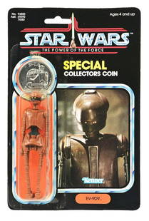 STAR WARS POTF EV-9D9 MOC.: Star Wars POTF 92 back EV-9D9 MOC with a very clear and crisp bubble. No dings or dents. The card shows very little wear overall and is beautiful example of this figure. This lot is part of the 2022