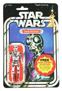 STAR WARS 21C DEATH STAR DROID.: Star Wars 21C Death Star Droid in excellent condition. This is a punched card with very slight wear around the punch and slight edgewear to the left-front of the card. It has the round "Free Secret