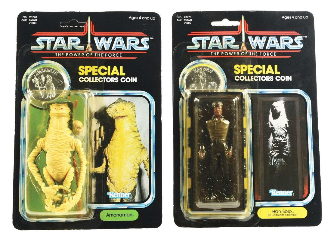 LOT OF 2 STAR WARS POTF MOC AMANAMAN AND HAN CARBONITE (1 of 6)