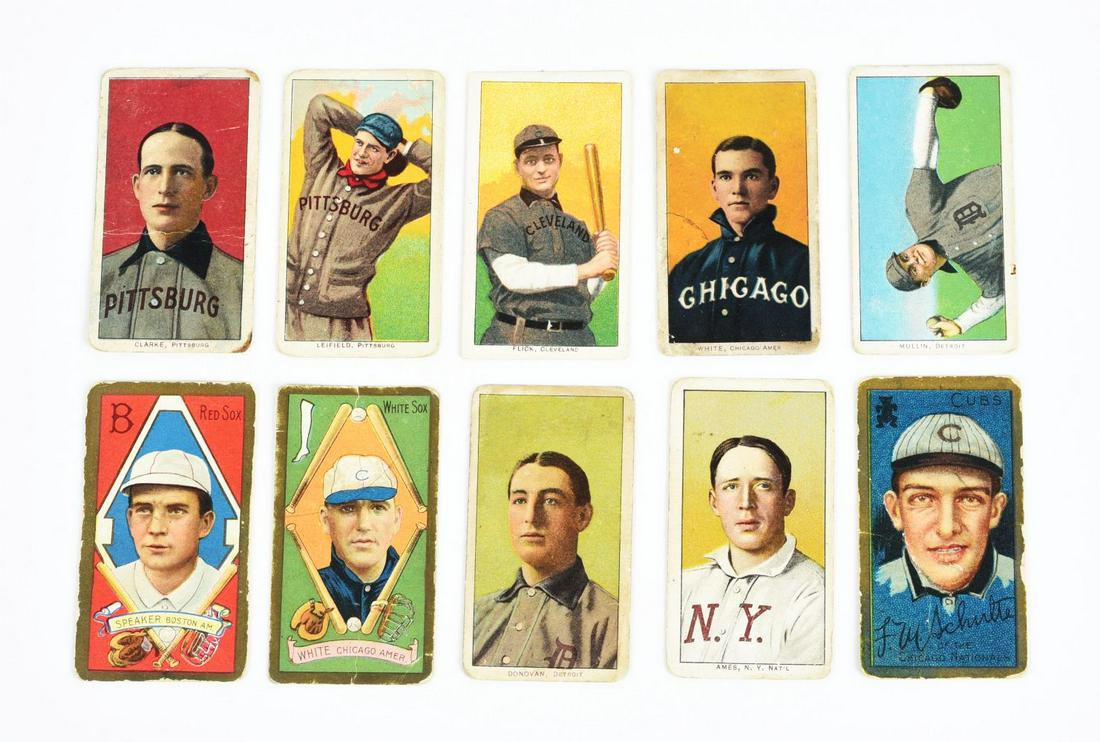 LOT OF 10: VARIOUS T-206 & T-205 BASEBALL CARDS. (1 of 2)
