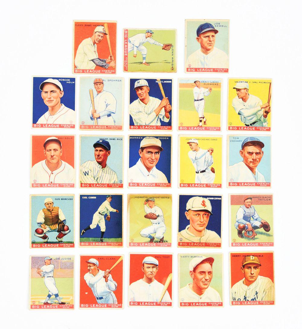 LOT OF 23: VARIOUS 1933 GOUDEY BIG LEAGUE BASEBALL CARDS. (1 of 2)