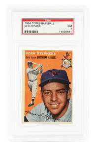 1954 TOPPS BASEBALL CELLO PACK - PSA 7.