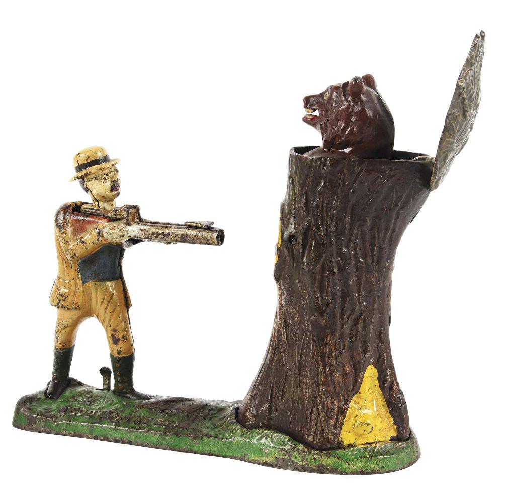 TEDDY AND THE BEAR MECHANICAL BANK. (1 of 7)