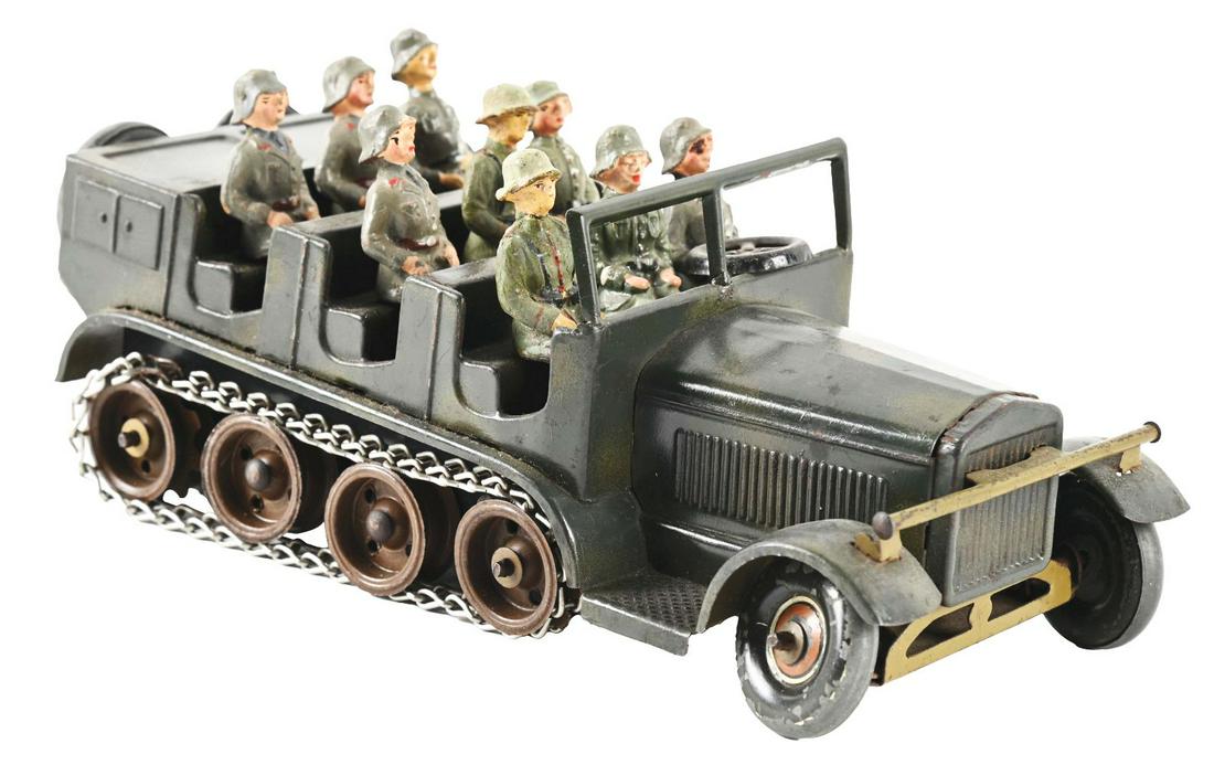 SCARCE TIN CLOCKWORK HOWSER HALF TRACK TOY. (1 of 4)