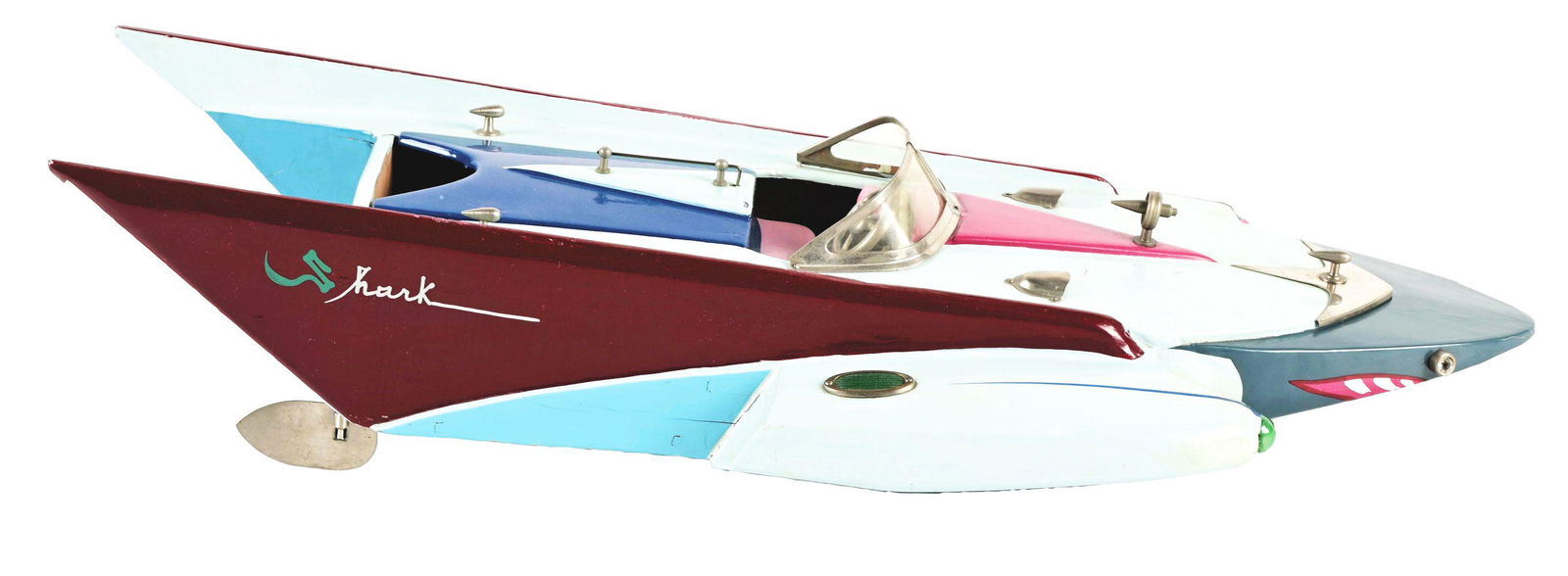 JAPANESE BATTERY-OPERATED WOODEN BOAT. (1 of 3)