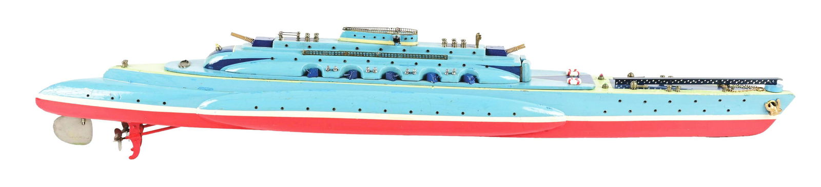 JAPANESE BATTERY-OPERATED WOODEN MODEL SUBMARINE. (1 of 3)