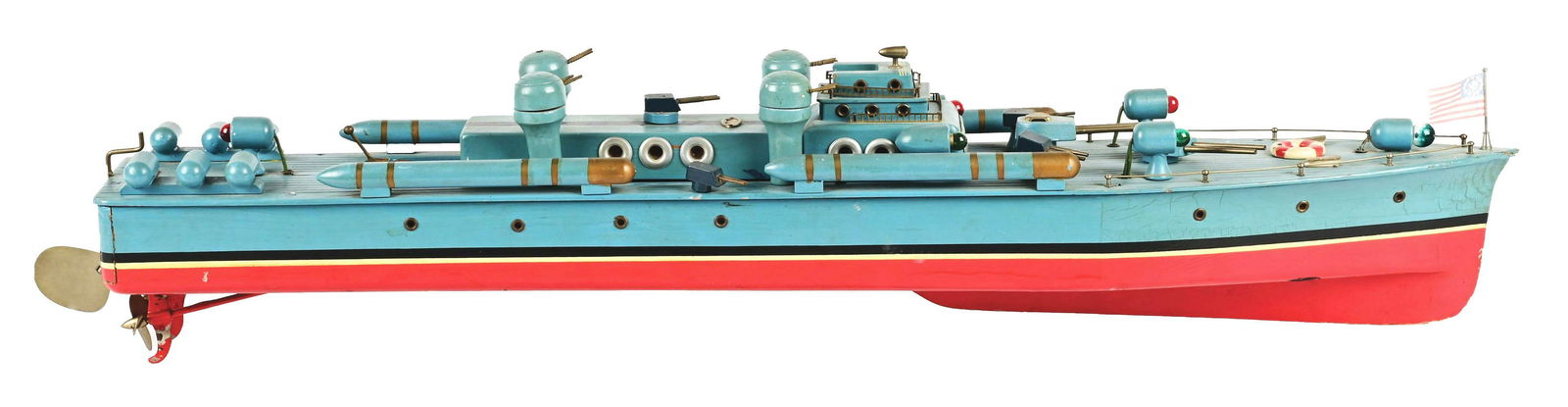 JAPANESE BATTERY-OPERATED WOODEN BOAT. (1 of 3)