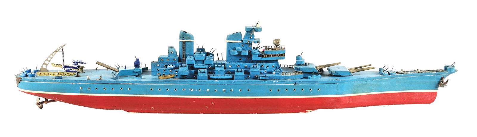 JAPANESE BATTERY-OPERATED WOODEN MODEL BATTLESHIP. (1 of 3)