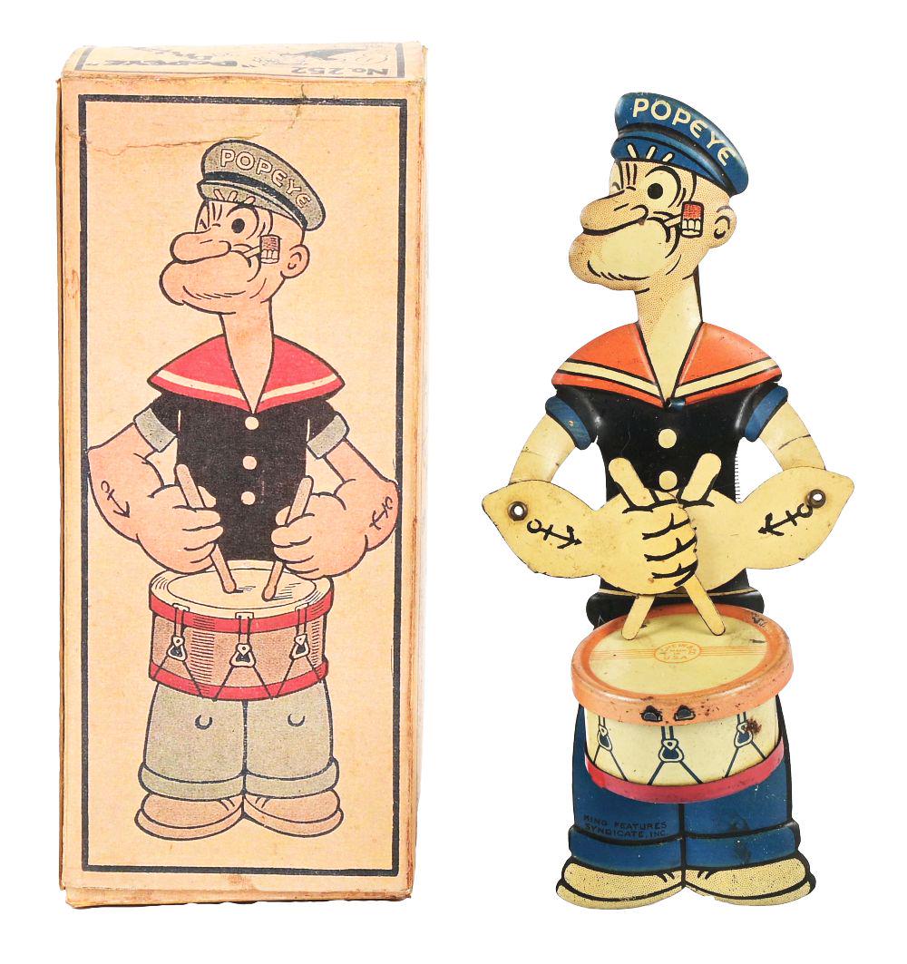 CHEIN TIN LITHO POPEYE DRUMMING TOY. (1 of 2)