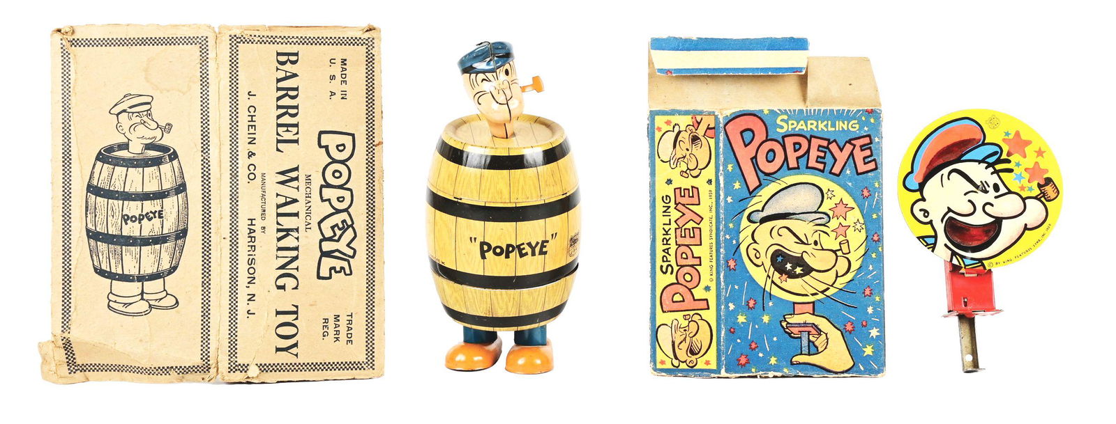 LOT OF 2: CHEIN TIN LITHO POPEYE TOYS. (1 of 2)
