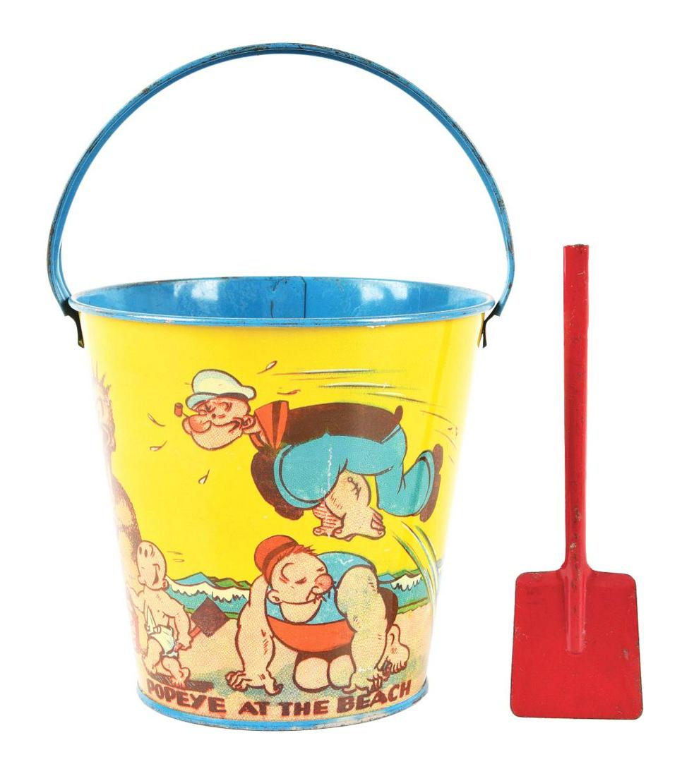 POPEYE AT THE SEA TIN LITHO SAND PAIL. (1 of 4)