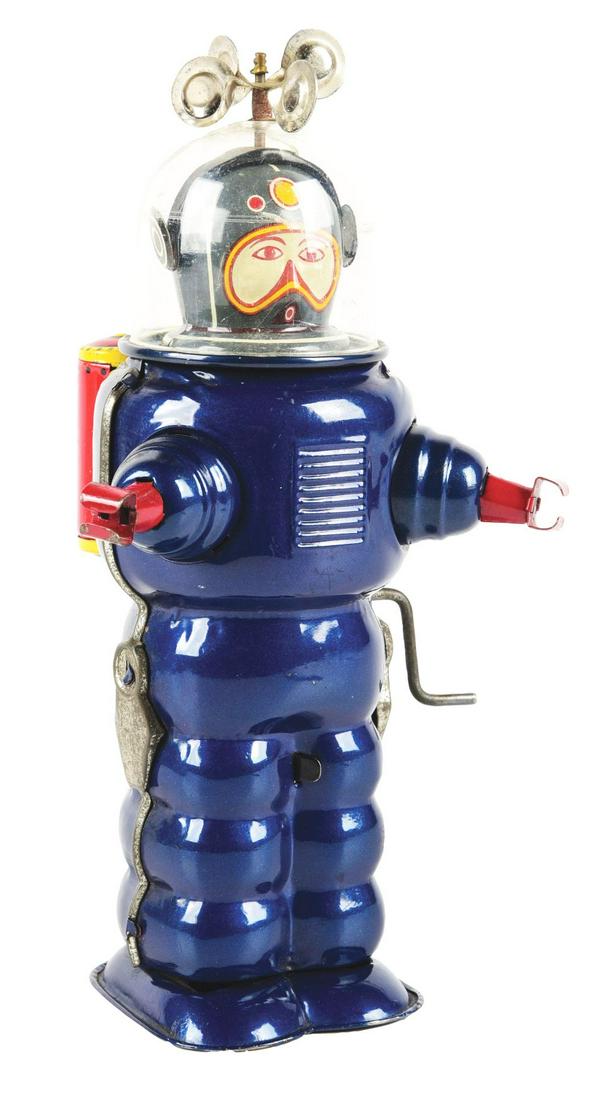 JAPANESE TIN LITHO FRICTION MOON EXPLORER ROBOT. (1 of 4)