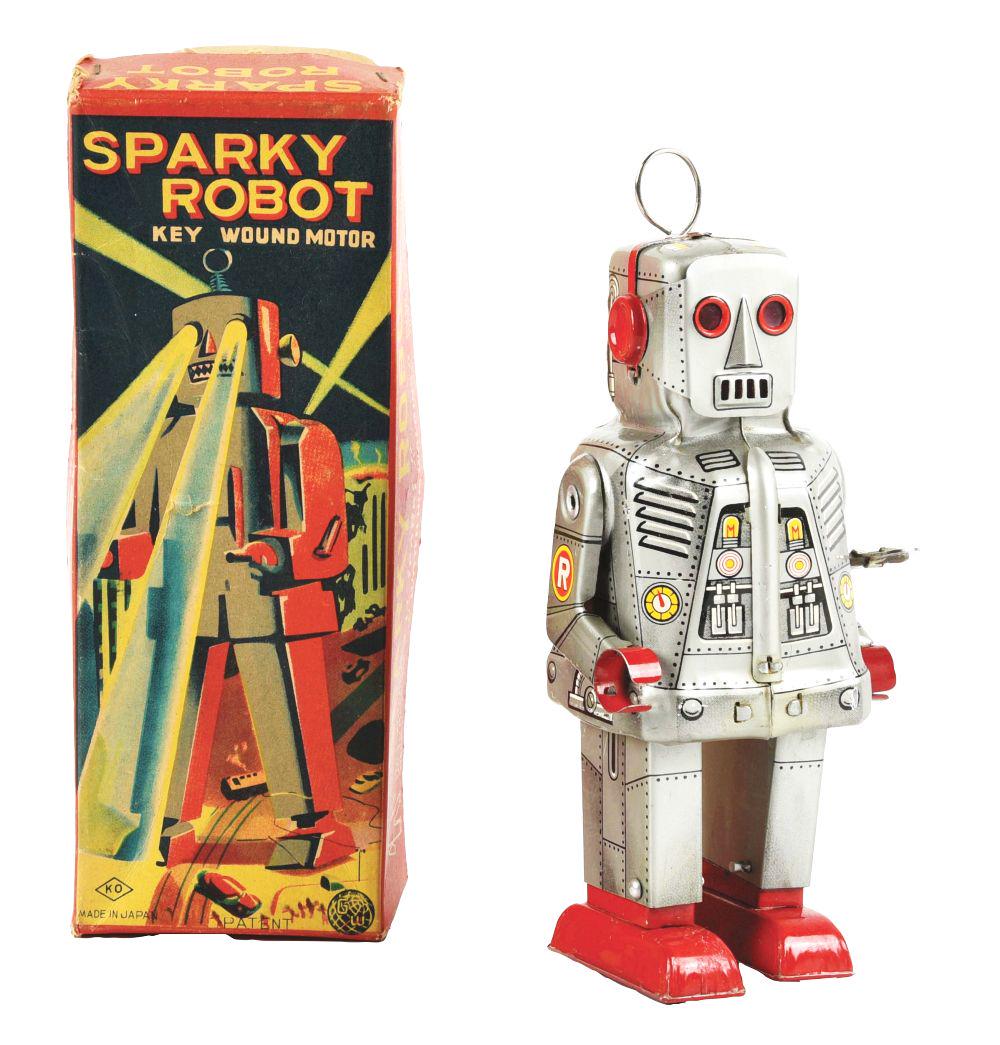 JAPANESE KO WIND-UP SPARKY ROBOT. (1 of 4)