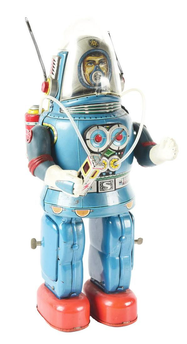ORIGINAL JAPANESE TIN LITHO BATTERY-OPERATED ROSCO ASTRONAUT. (1 of 4)
