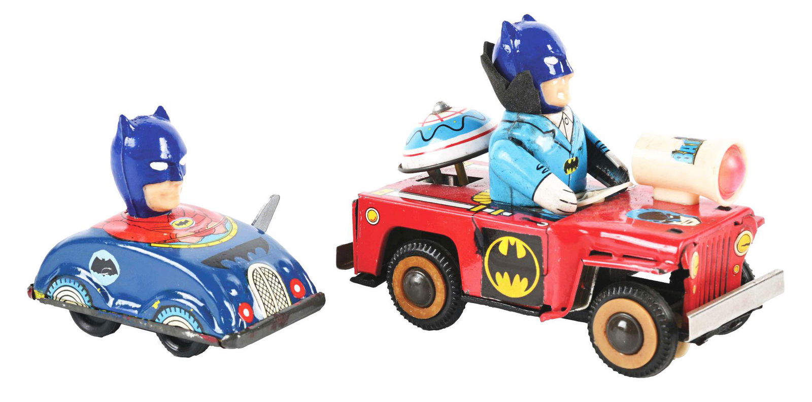 LOT OF 2: INTERESTING FANTASY TIN LITHO WIND-UP & FRICTION BATTERY TOYS. (1 of 3)