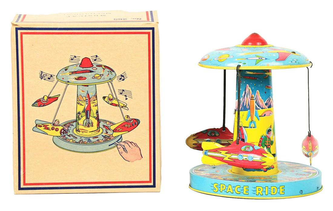 CHEIN TIN LITHO LEVER ACTION SPACE RIDE. (1 of 4)