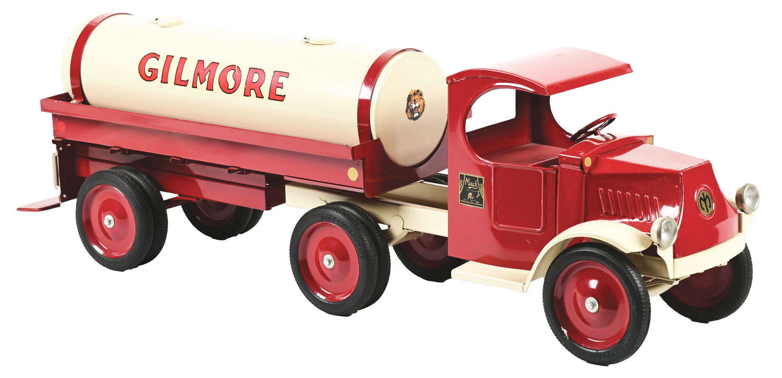 PRESSED STEEL STEELCRAFT MACK CUSTOM-MADE GILMORE 2-PIECE TRACTOR TRAILER SET. (1 of 3)
