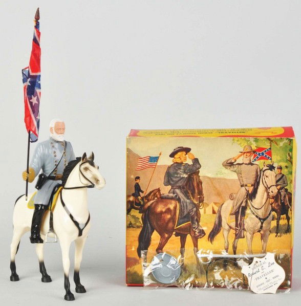 Hartland General Robert E Lee No. 808 Figure.: Description Includes original box, hang tag, hat, sword, and bridle still sealed in plastic. Comes with Lee figure and his horse, Traveler. Also comes with the original Confederate Flag.Condition (Exc