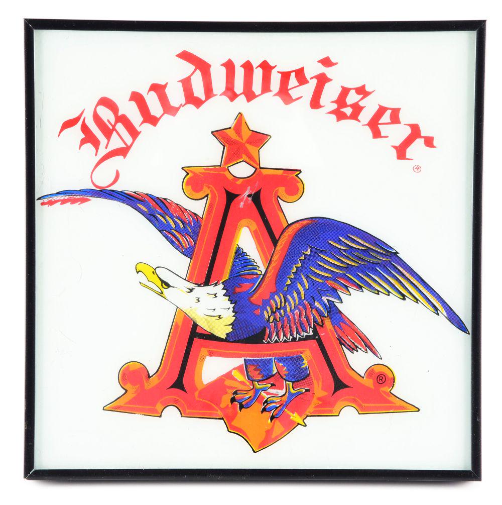 FRAMED BUDWEISER SIGN. (1 of 2)