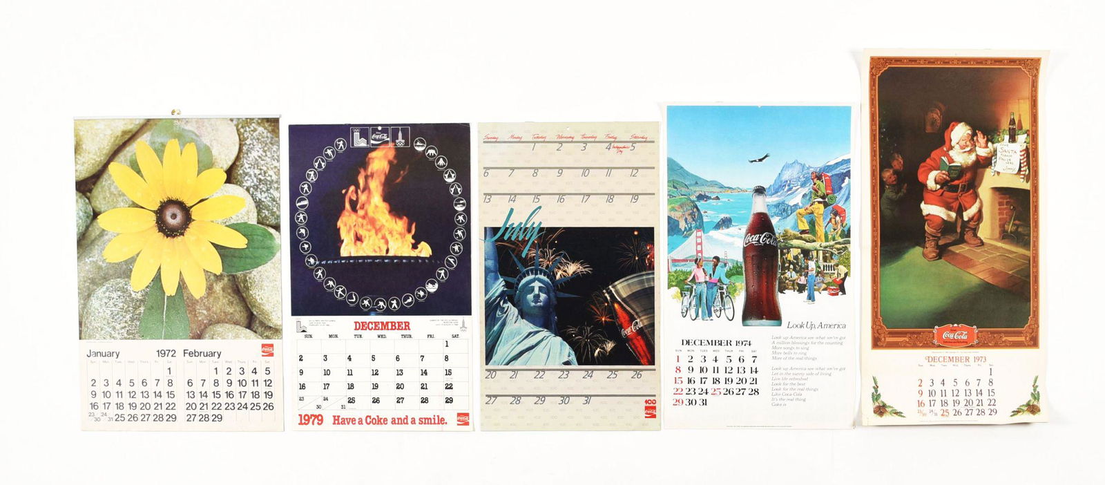 LOT OF 5: COCA-COLA CALENDARS. (1 of 1)