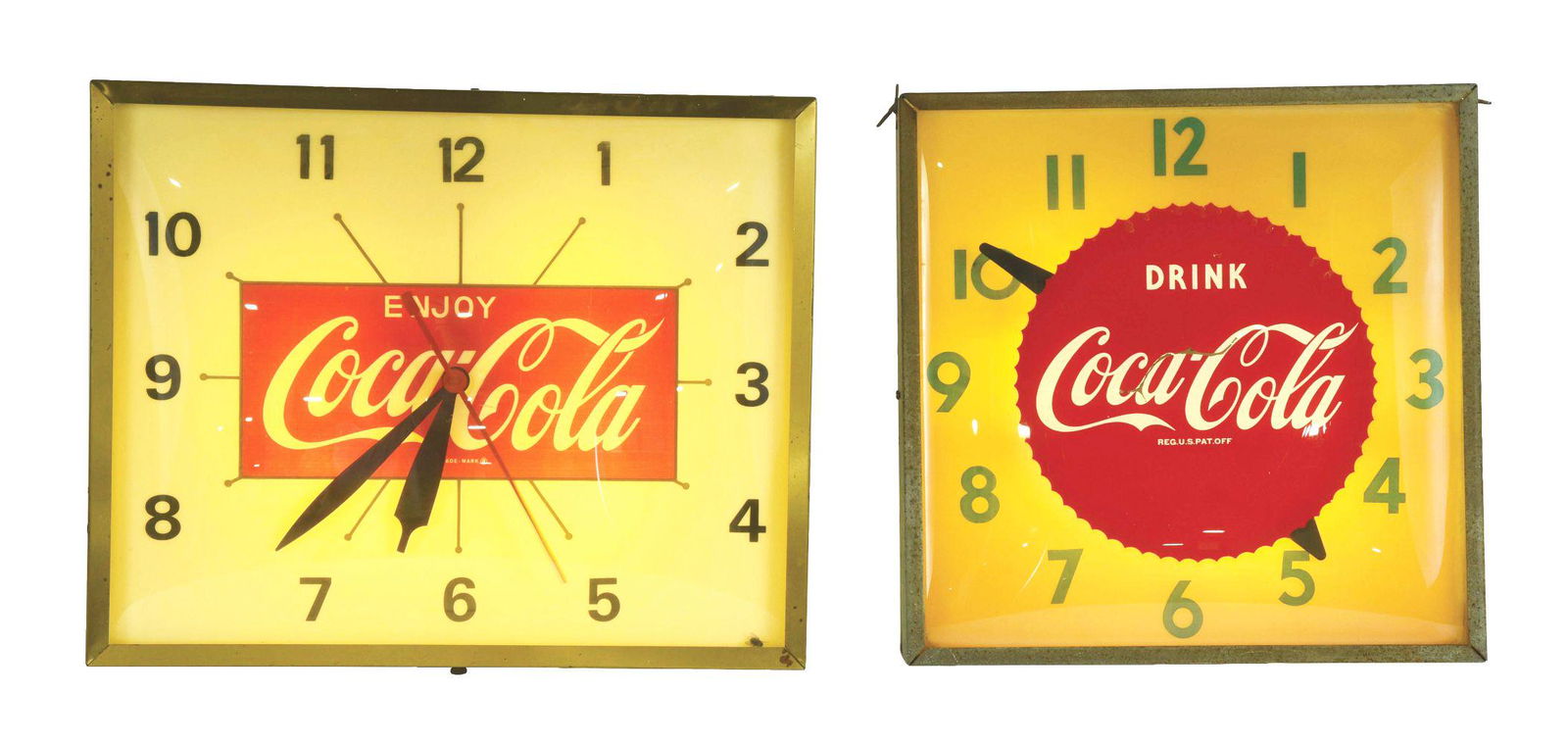 LOT OF 2: LIGHTED COCA-COLA CLOCKS. (1 of 3)
