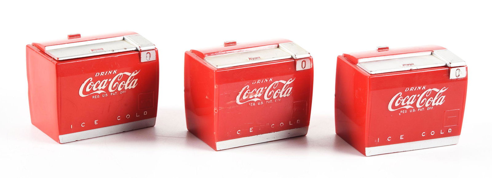 LOT OF 3: MINIATURE COCA-COLA COOLER ITEMS. (1 of 2)