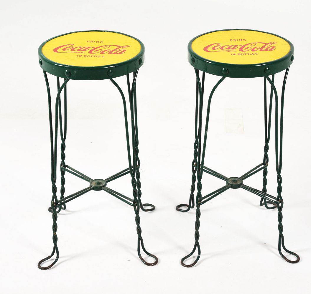 LOT OF 2: COCA-COLA BENT WIRE STOOLS. (1 of 2)
