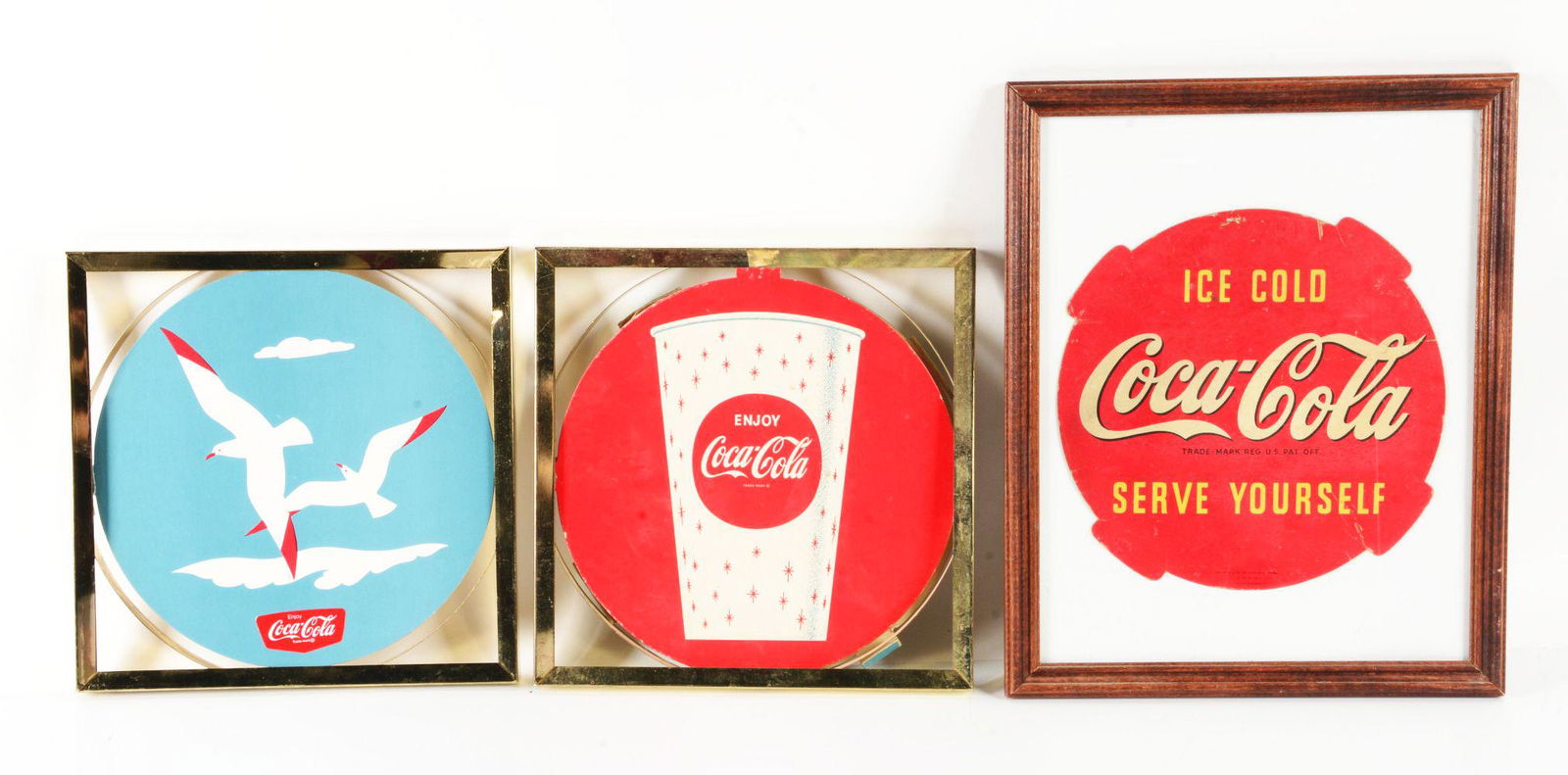 LOT OF 3: 1950S AND 60S FRAMED COCA-COLA ADS. (1 of 2)