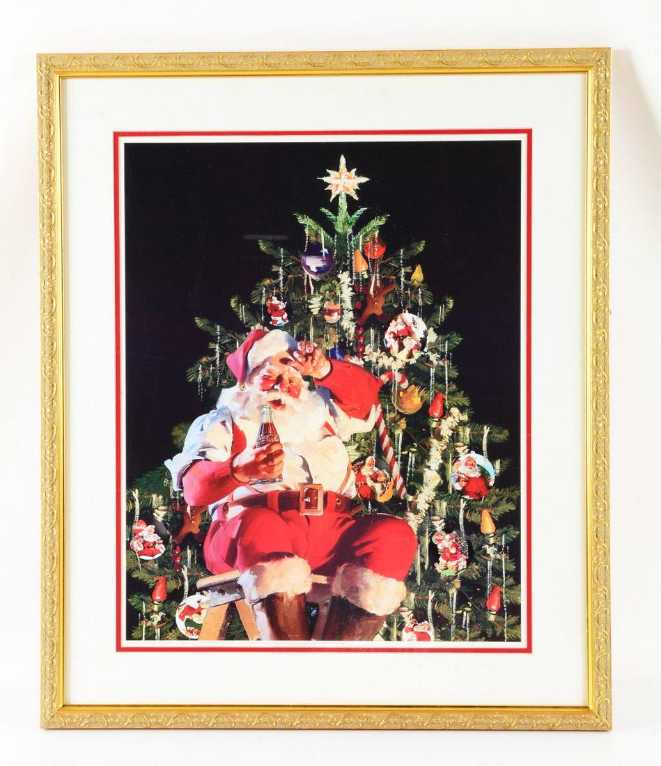FRAMED COCA-COLA SANTA POSTER. (1 of 1)