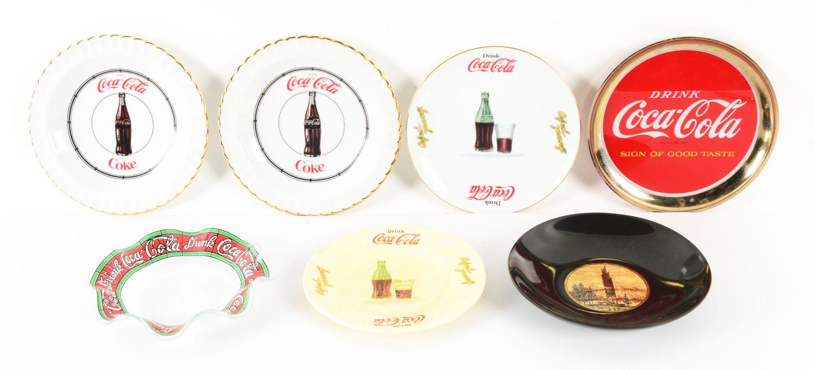 LOT OF 7: COCA-COLA PLATES OR DISHES. (1 of 1)