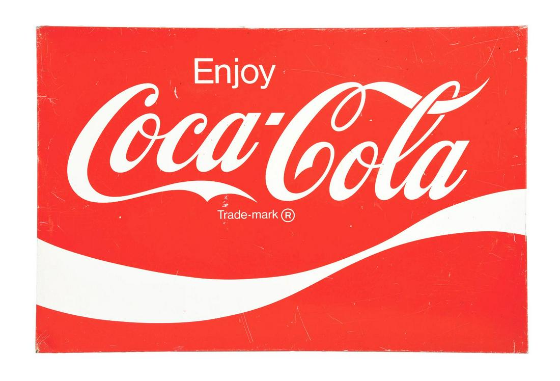 PAINTED "ENJOY COCA-COLA" METAL SIGN. (1 of 2)