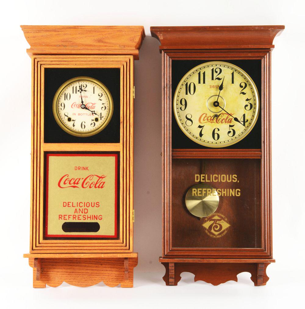 LOT OF 2: COCA-COLA REPRODUCTION CLOCKS. (1 of 1)