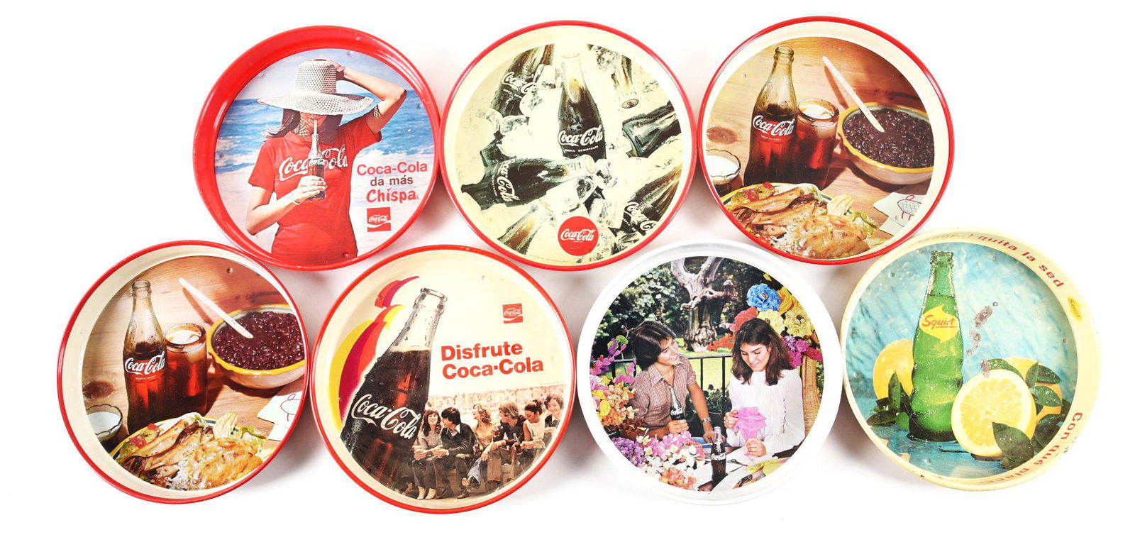 LARGE LOT OF FOREIGN COCA-COLA SERVING TRAYS. (1 of 1)