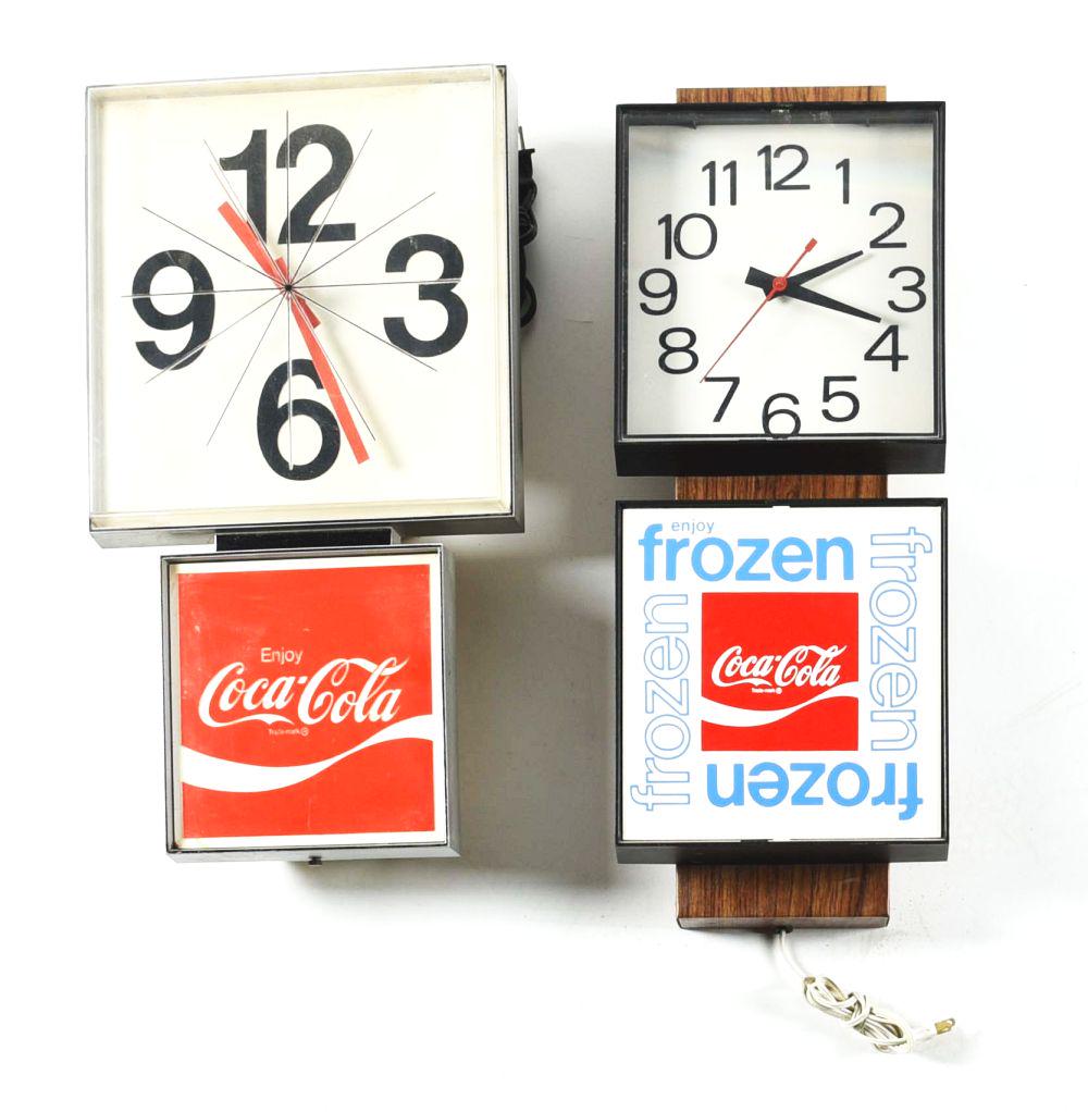 LOT OF 2: COCA-COLA ADVERTISING CLOCKS. (1 of 1)