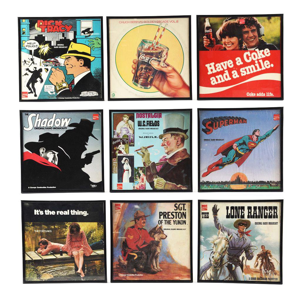 LOT OF 9: 1950S FRAMED COCA-COLA ISSUED RADIO ALBUMS. (1 of 4)