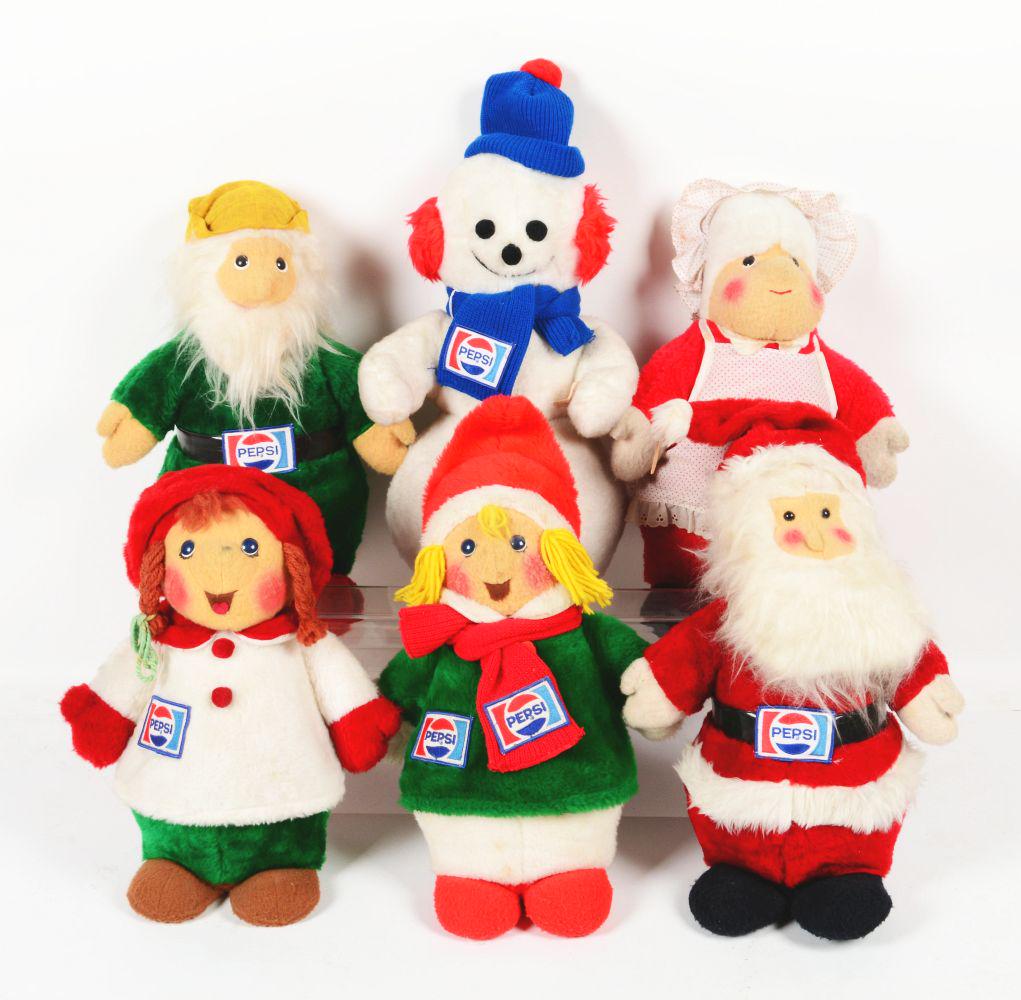 LOT OF 6: RARE VINTAGE 1970S PEPSI CHRISTMAS PLUSHES. (1 of 1)