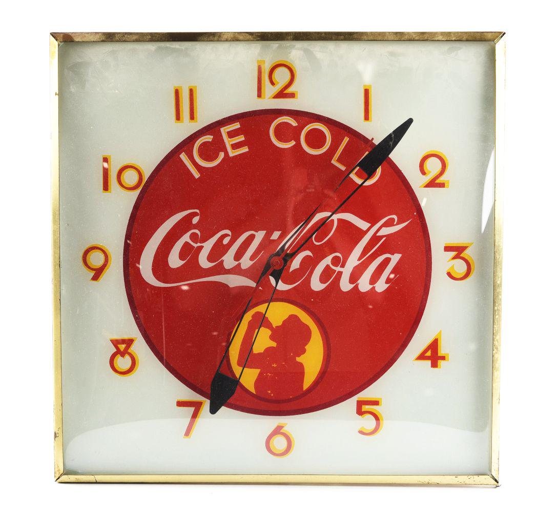 COCA-COLA PAN CLOCK. (1 of 2)