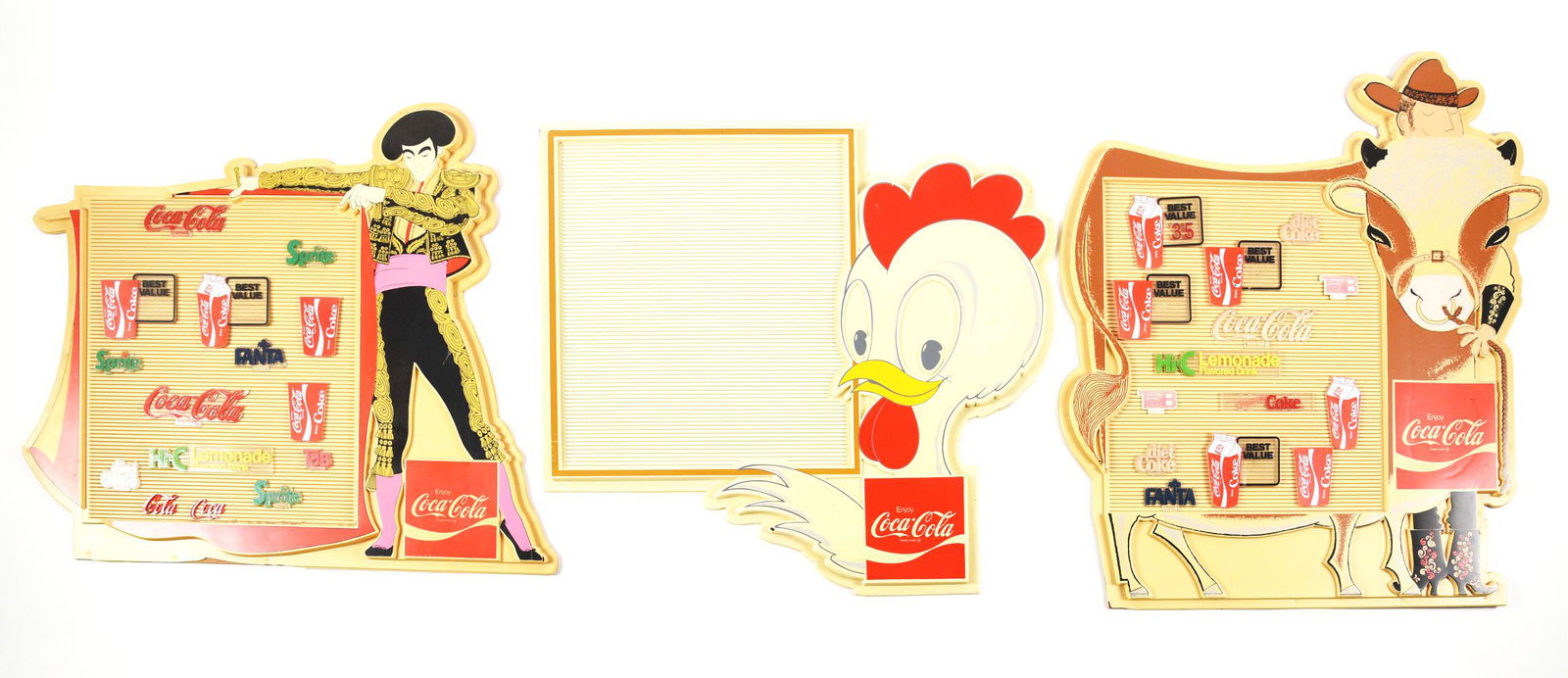 LOT OF 3: VACUUMED FORMED PLASTIC COCA - COLA MENU BOARDS. (1 of 1)