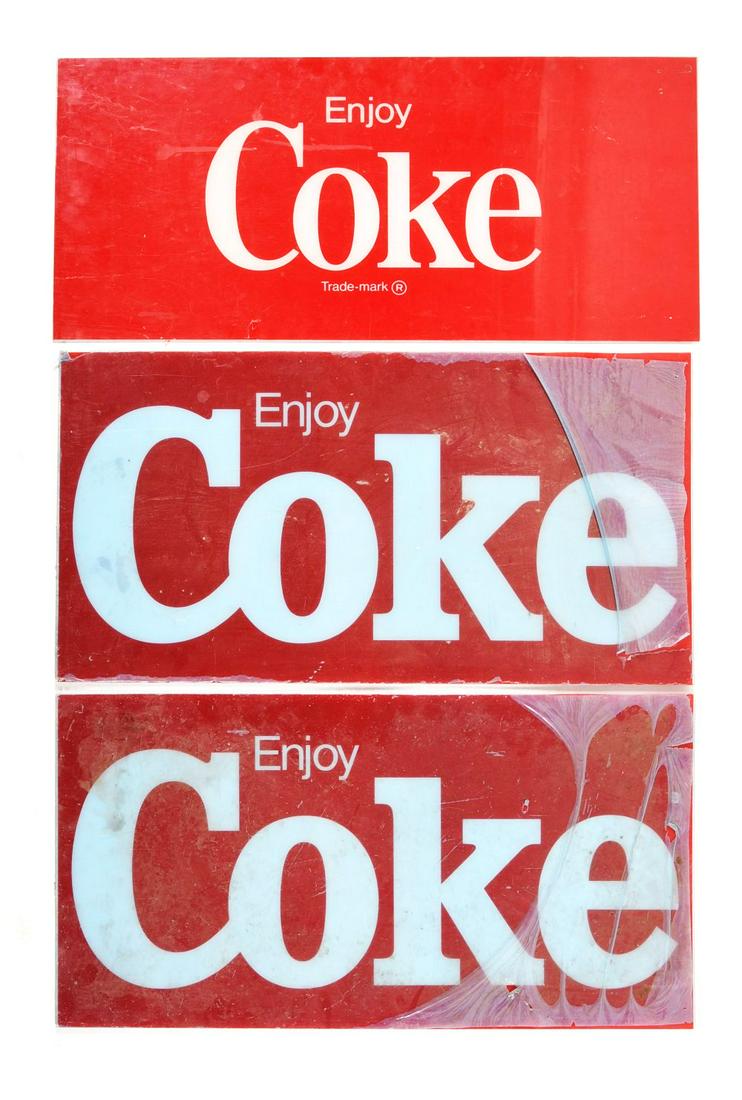 LOT OF 3: COCA-COLA VENDING MACHINE PLASTIC INSERTS. (1 of 1)