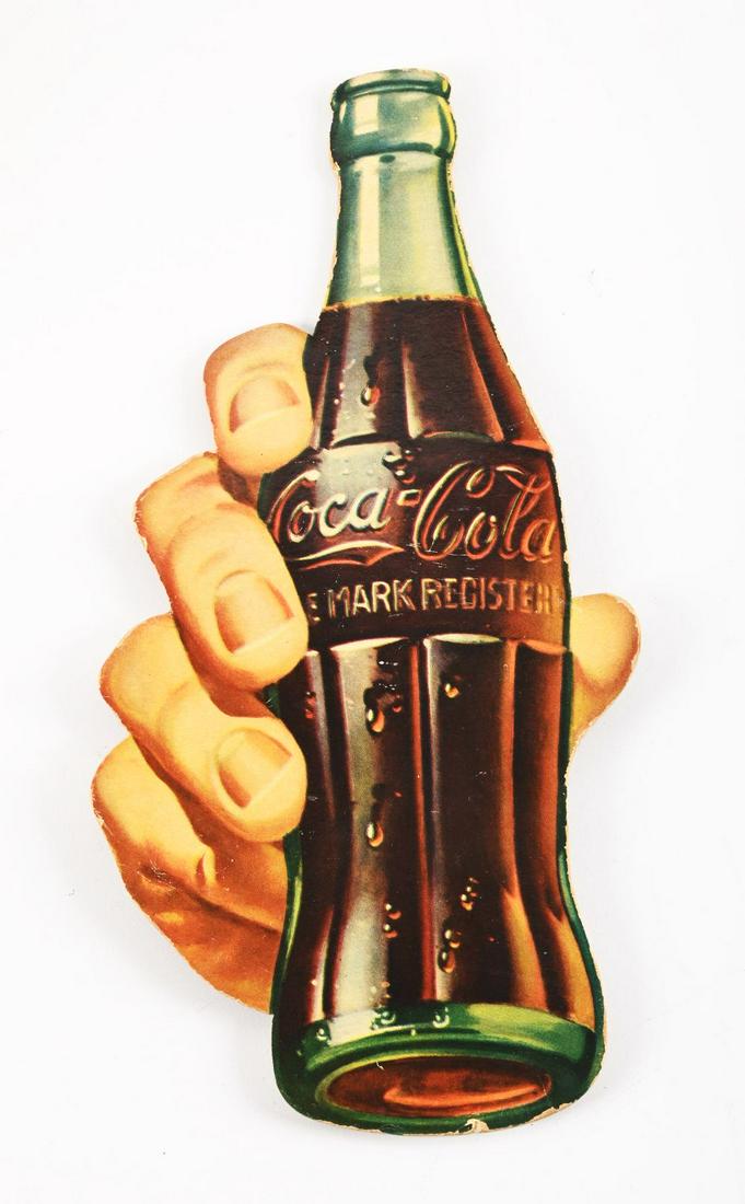 1950S COCA COLA HAND AND BOTTLE CUTOUT. (1 of 2)