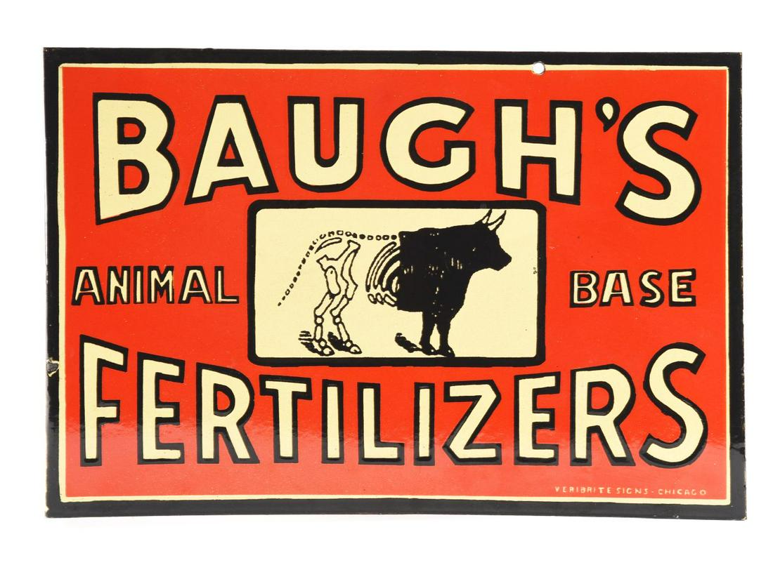 BAUGH'S FERTILIZERS PORCELAIN SIGN. (1 of 2)