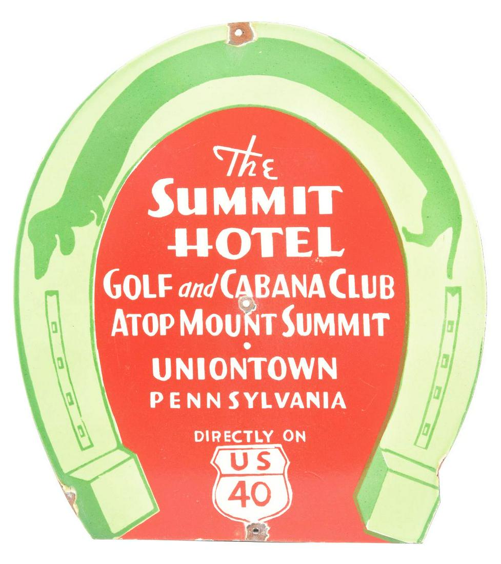 SUMMIT HOTEL PORCELAIN SIGN. (1 of 2)