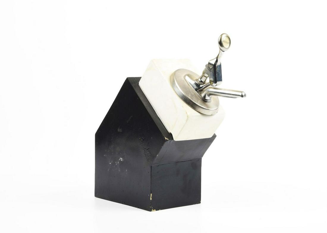 CHOCOLATE SYRUP DISPENSER.: Soda fountain chocolate syrup dispenser. Light chips, but complete and operative. Condition:(Good).14 - 3/4" x 5 - 1/2" x 16 - 1/2".Dimensions: