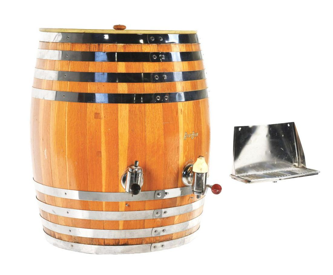 WOODEN ROOT BEER BARREL FOUNTAIN DISPENSER. (1 of 9)