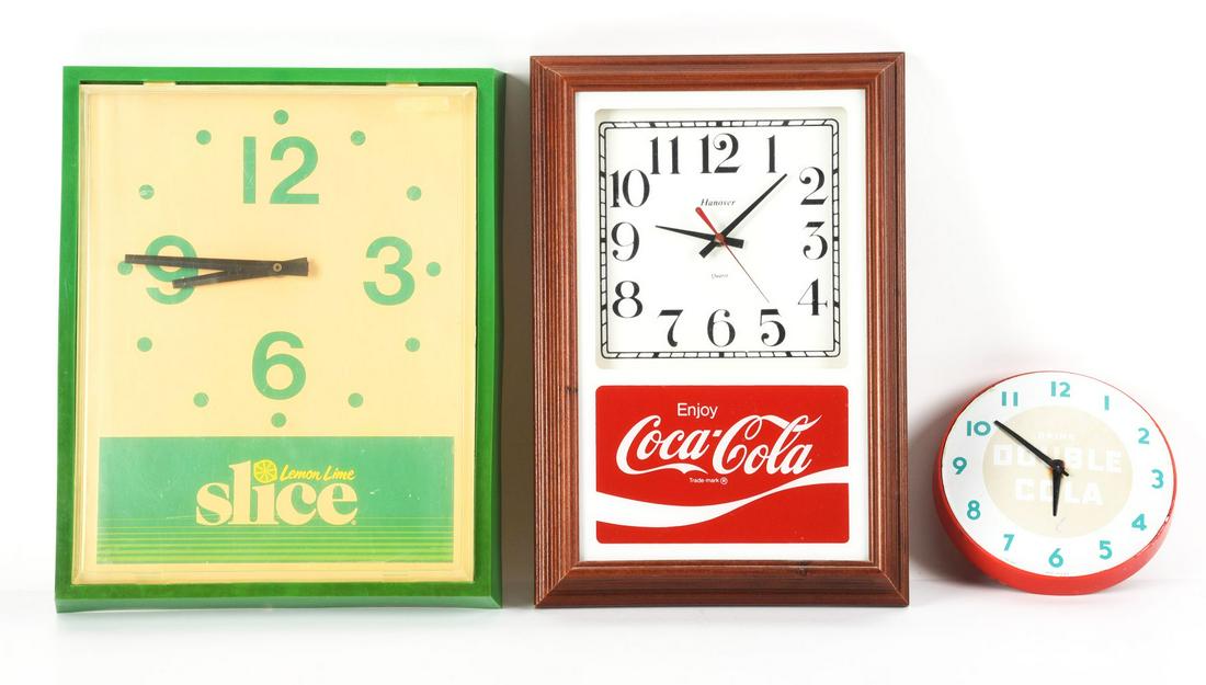 LOT OF 3: SODA CLOCKS. (1 of 1)