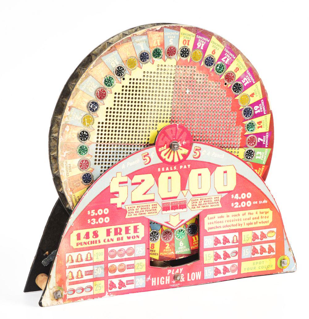 SPIN AND WIN 5Â¢ PUNCH BOARD WHEEL. (1 of 2)