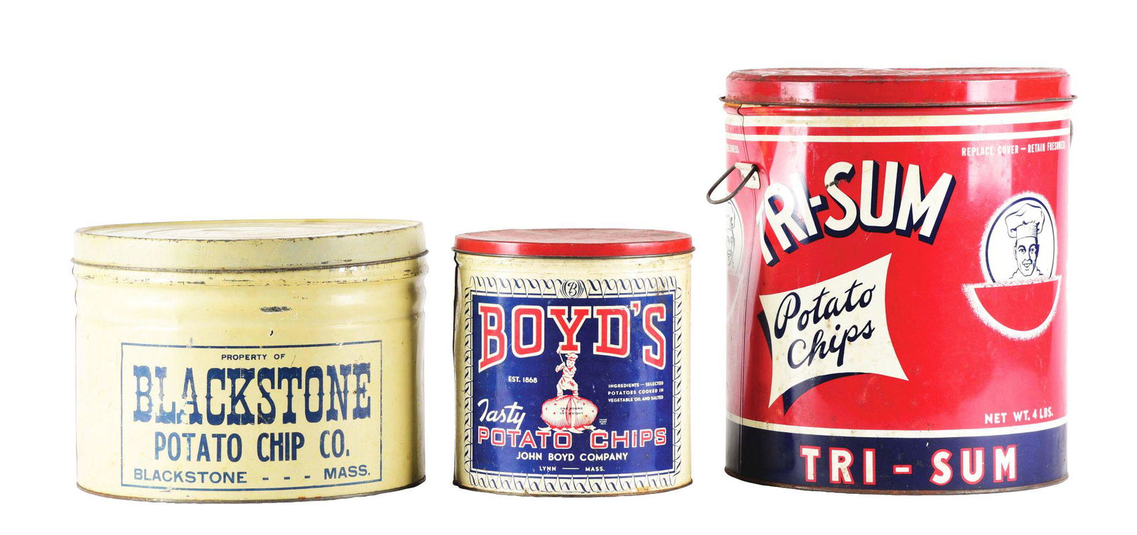 LOT OF 3: POTATO CHIP TINS. (1 of 4)