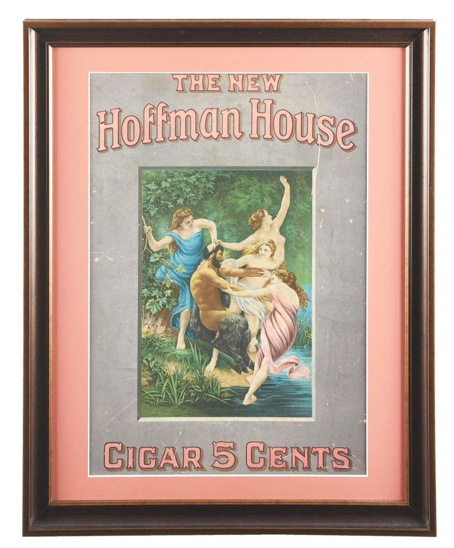 FRAMED CARDBOARD ADVERTISEMENT FOR HOFFMAN HOUSE CIGARS. (1 of 3)