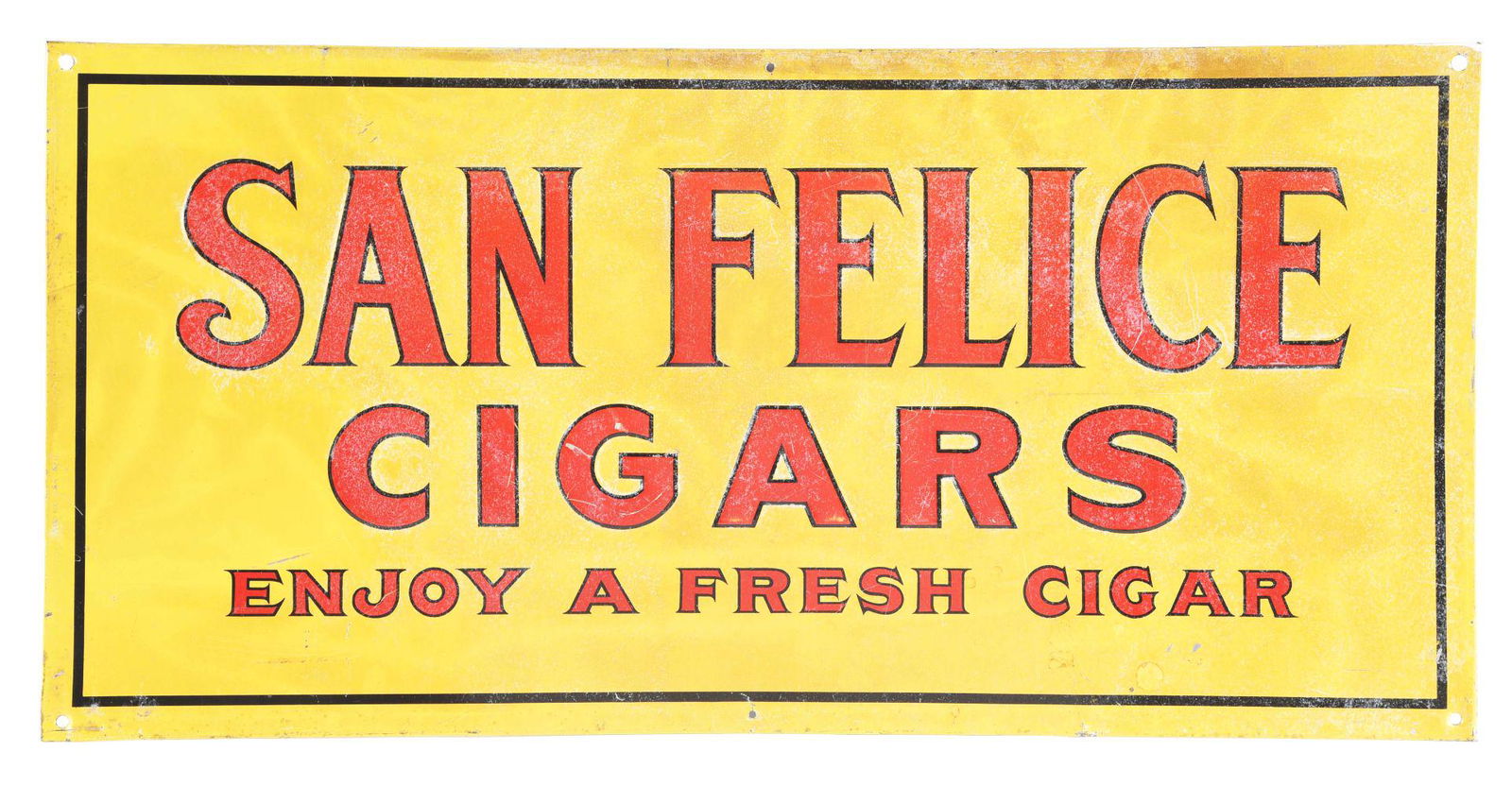 SINGLE-SIDED TIN SIGN ADVERTISING SAN FELICE CIGARS. (1 of 2)